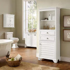 Armoire de rangement murale avec tiroir, blanc chaud, portes à persiennes