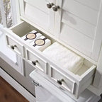 Armoire de rangement murale avec tiroir, blanc chaud, portes à persiennes