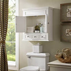 Armoire de rangement murale avec tiroir, blanc chaud, portes à persiennes