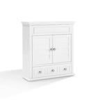 Armoire de rangement murale avec tiroir, blanc chaud, portes à persiennes