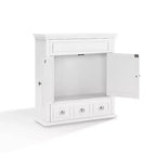 Armoire de rangement murale avec tiroir, blanc chaud, portes à persiennes