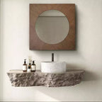 Miroir mural carré avec motif sculpté, cadre en MDF marron, 24" x 24"