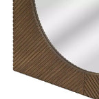 Miroir mural carré avec motif sculpté, cadre en MDF marron, 24" x 24"