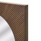 Miroir mural carré avec motif sculpté, cadre en MDF marron, 24" x 24"