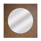 Miroir mural carré avec motif sculpté, cadre en MDF marron, 24" x 24"