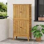 Meuble de rangement intérieur/extérieur en bois d'acacia avec étagères et portes persiennes