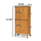 Meuble de rangement intérieur/extérieur en bois d'acacia avec étagères et portes persiennes