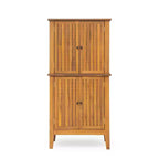 Meuble de rangement intérieur/extérieur en bois d'acacia avec étagères et portes persiennes