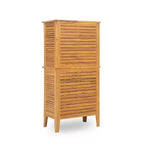 Meuble de rangement intérieur/extérieur en bois d'acacia avec étagères et portes persiennes