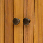 Meuble de rangement intérieur/extérieur en bois d'acacia avec étagères et portes persiennes