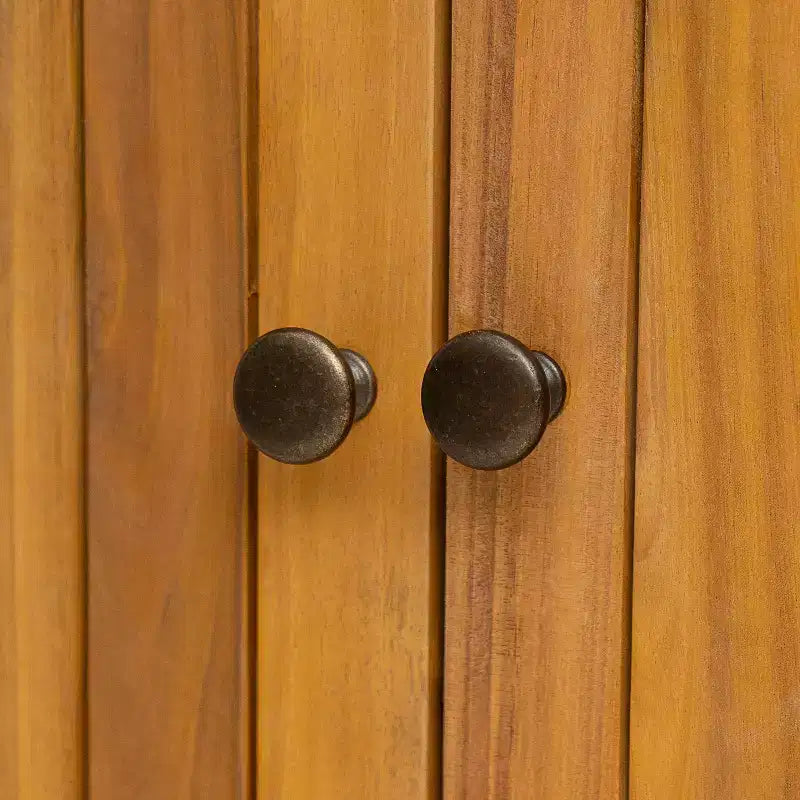 Meuble de rangement intérieur/extérieur en bois d'acacia avec étagères et portes persiennes