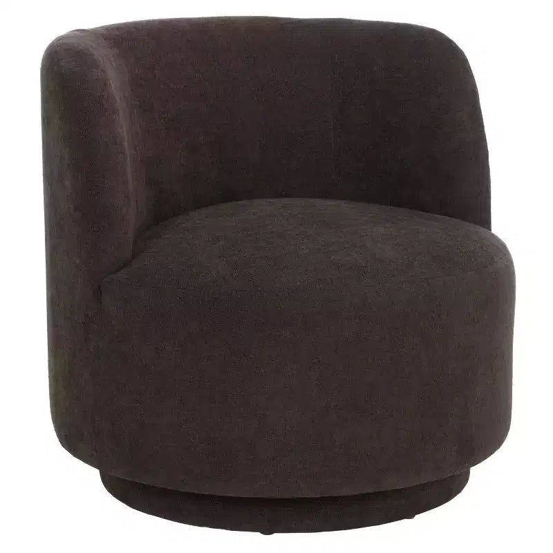 Fauteuil pivotant, structure en bois, revêtement en lin, sans accoudoirs