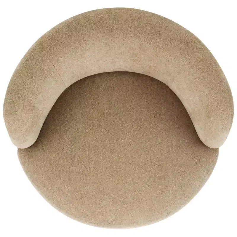 Fauteuil pivotant, structure en bois, revêtement en lin, sans accoudoirs