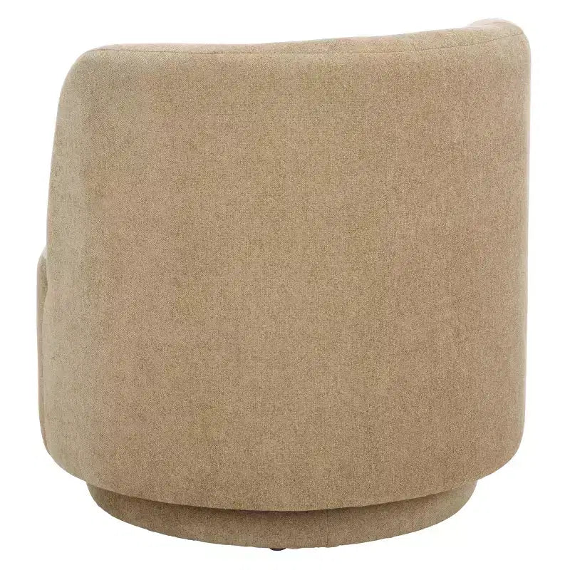 Fauteuil pivotant, structure en bois, revêtement en lin, sans accoudoirs
