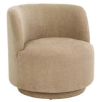 Fauteuil pivotant, structure en bois, revêtement en lin, sans accoudoirs