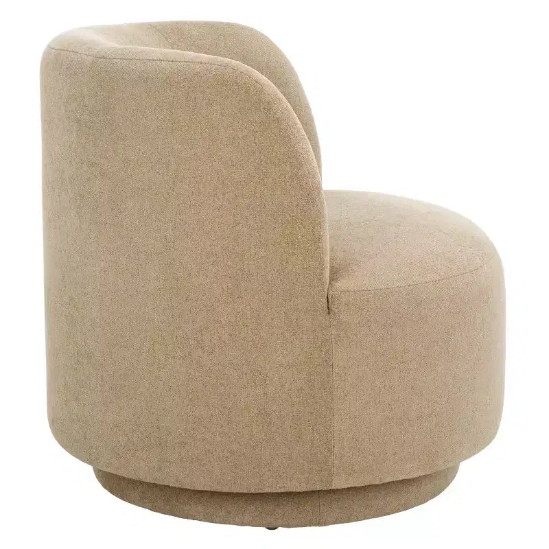 Fauteuil pivotant, structure en bois, revêtement en lin, sans accoudoirs