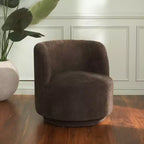 Fauteuil pivotant, structure en bois, revêtement en lin, sans accoudoirs