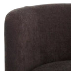 Fauteuil pivotant, structure en bois, revêtement en lin, sans accoudoirs