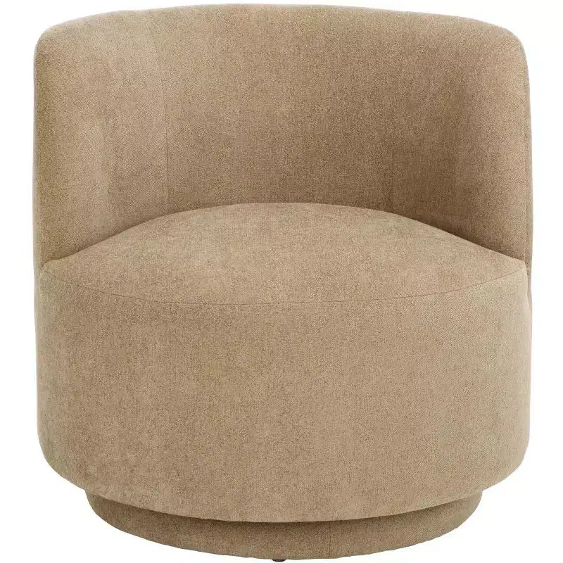 Fauteuil pivotant, structure en bois, revêtement en lin, sans accoudoirs