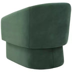 Fauteuil d'appoint dossier incurvé, structure en bois, revêtement en polyester, vert forêt