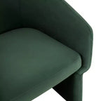 Fauteuil d'appoint dossier incurvé, structure en bois, revêtement en polyester, vert forêt