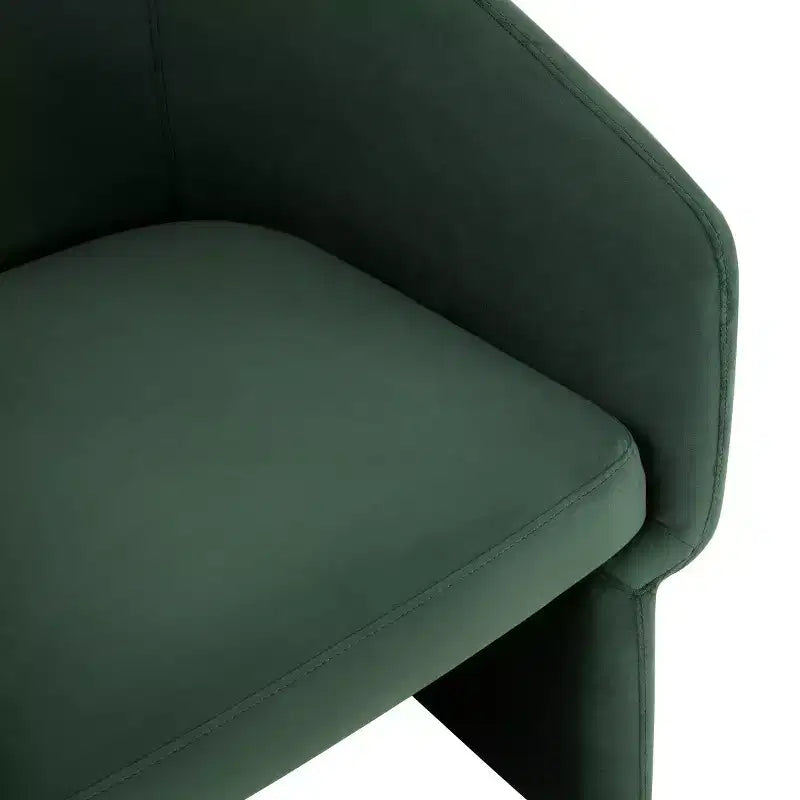 Fauteuil d'appoint dossier incurvé, structure en bois, revêtement en polyester, vert forêt