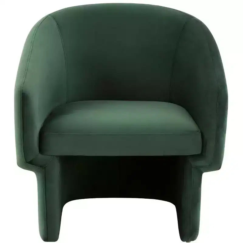 Fauteuil d'appoint dossier incurvé, structure en bois, revêtement en polyester, vert forêt