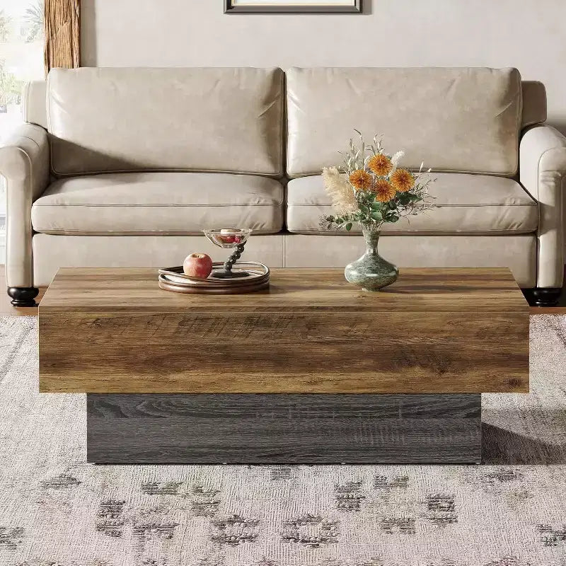Table basse rustique en bois de 55 pouces pour salon et bureau