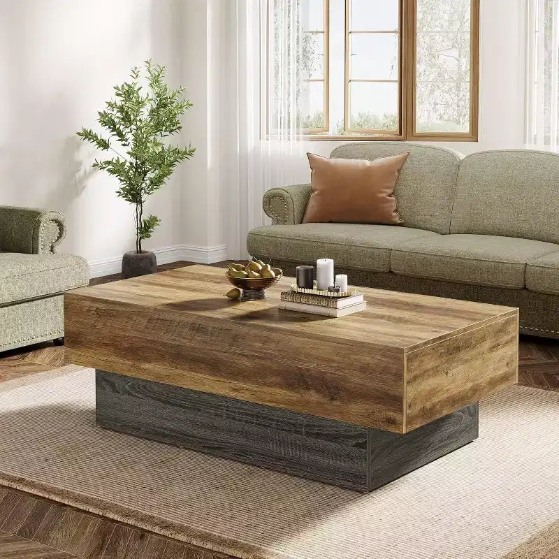 Table basse rustique en bois de 55 pouces pour salon et bureau