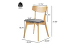 Chaises de salle à manger en tissu rembourré en hévéa de style Mid-Century, lot de 4