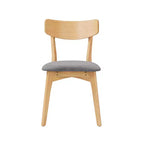 Chaises de salle à manger en tissu rembourré en hévéa de style Mid-Century, lot de 4