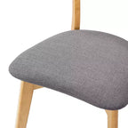 Chaises de salle à manger en tissu rembourré en hévéa de style Mid-Century, lot de 4