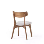 Chaises de salle à manger en tissu rembourré en hévéa de style Mid-Century, lot de 4