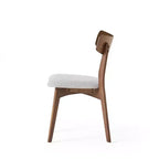 Chaises de salle à manger en tissu rembourré en hévéa de style Mid-Century, lot de 4