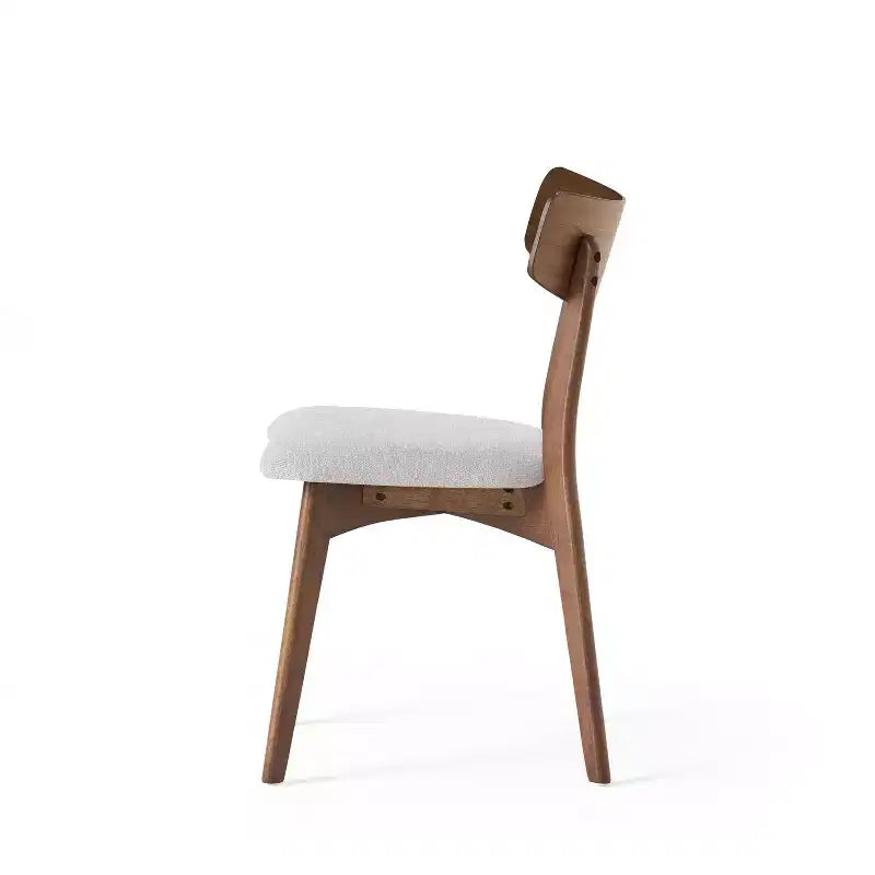 Chaises de salle à manger en tissu rembourré en hévéa de style Mid-Century, lot de 4
