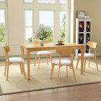 Chaises de salle à manger en tissu rembourré en hévéa de style Mid-Century, lot de 4