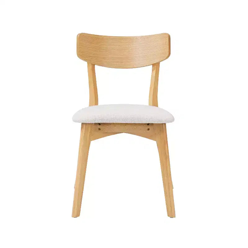 Chaises de salle à manger en tissu rembourré en hévéa de style Mid-Century, lot de 4