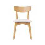 Chaises de salle à manger en tissu rembourré en hévéa de style Mid-Century, lot de 4