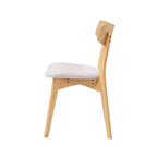 Chaises de salle à manger en tissu rembourré en hévéa de style Mid-Century, lot de 4