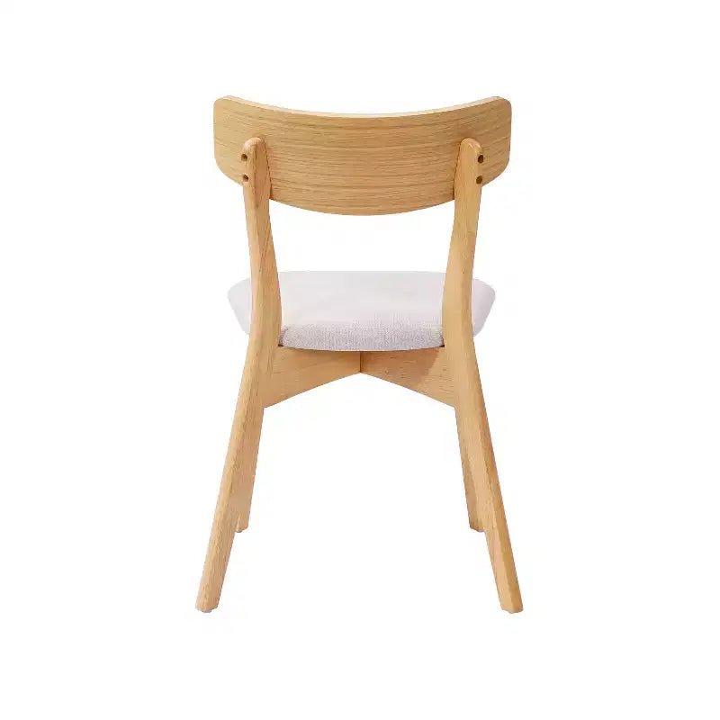 Chaises de salle à manger en tissu rembourré en hévéa de style Mid-Century, lot de 4
