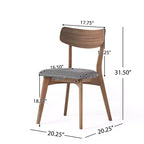 Chaises de salle à manger en tissu rembourré en hévéa de style Mid-Century, lot de 4