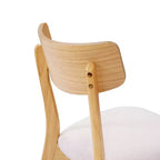 Chaises de salle à manger en tissu rembourré en hévéa de style Mid-Century, lot de 4