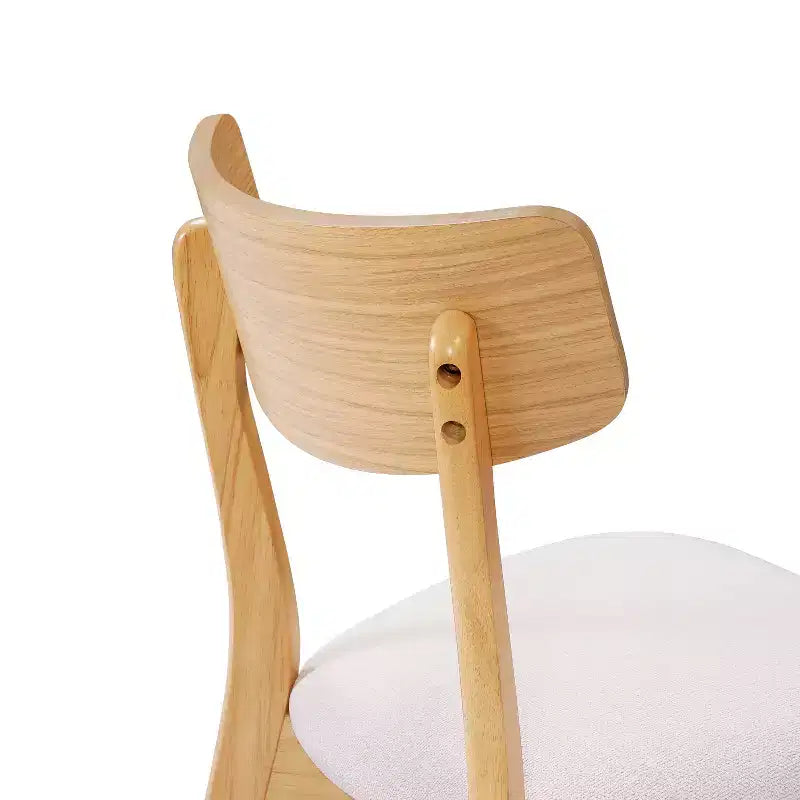 Chaises de salle à manger en tissu rembourré en hévéa de style Mid-Century, lot de 4