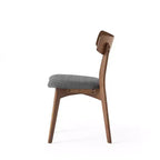 Chaises de salle à manger en tissu rembourré en hévéa de style Mid-Century, lot de 4