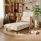 Fauteuil d'appoint Futon convertible en tissu, méridienne gigogne avec cadre en bois massif, beige