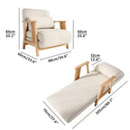 Fauteuil d'appoint Futon convertible en tissu, méridienne gigogne avec cadre en bois massif, beige