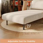 Fauteuil d'appoint Futon convertible en tissu, méridienne gigogne avec cadre en bois massif, beige