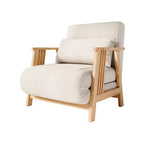 Fauteuil d'appoint Futon convertible en tissu, méridienne gigogne avec cadre en bois massif, beige