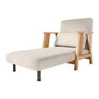 Fauteuil d'appoint Futon convertible en tissu, méridienne gigogne avec cadre en bois massif, beige