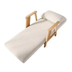 Fauteuil d'appoint Futon convertible en tissu, méridienne gigogne avec cadre en bois massif, beige